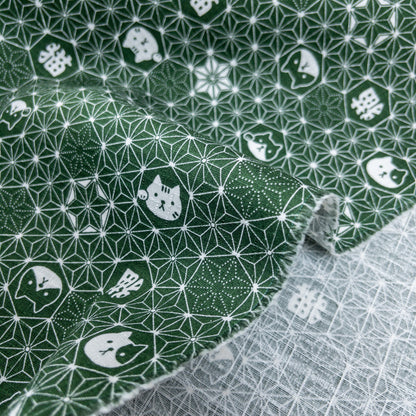 Japan | asanoha cat 麻の葉貓貓 | cotton printed dobby 竹節棉