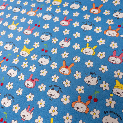 Kobayashi | floral cats with hat花和帶帽貓貓 | cotton printed canvas 純棉