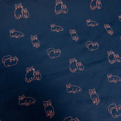 Japan | embroidery glasses cat 眼鏡貓貓刺繡 | cotton printed broadcloth 純棉