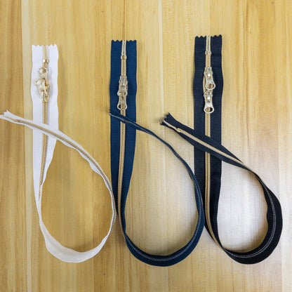 YKK Metallion Gold Coil Nylon close end double slide zipper 50cm 3 colors YKK金色尼龍密尾雙頭拉鍊 50cm 3色