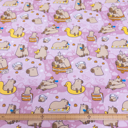 Taiwan | 水豚温泉 capybara | cotton printed oxford 純棉