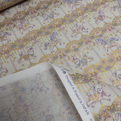 Japan | Foil-stamped merry-go-round 燙金旋轉木馬 | cotton printed sheeting 純棉