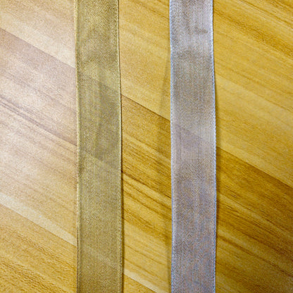 ribbon 絲帶 | gold silver wired mesh ribbon 金銀色網絲帶 25mm (可固定形狀)