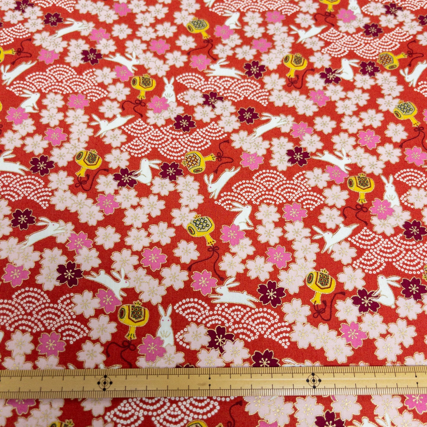 Kobayashi | gold gilded Sakura bunny 燙金櫻花兔 | cotton printed broad