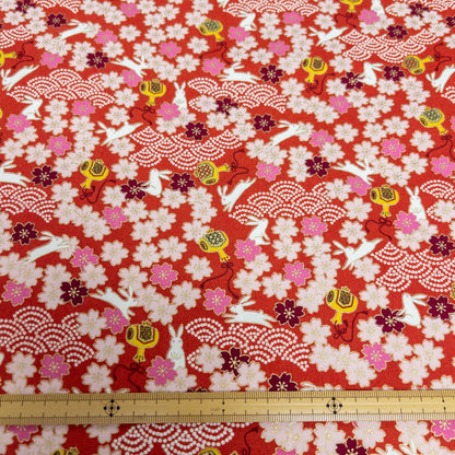 Kobayashi | gold gilded Sakura bunny 燙金櫻花兔 | cotton printed broad