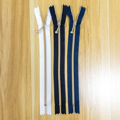 YKK Metallion Gold Coil Nylon close end zipper 20cm 3 colors YKK 金色尼龍密尾拉鍊 20cm 3色 - metal ball zipper head 金屬珠鏈頭