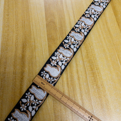 India | cats shadow 4cm 貓貓剪影 | embroidery webbing 刺繡帶