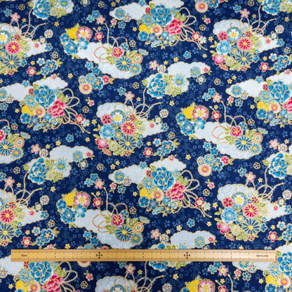 Japan | gilded Japanese clouds and flowers 燙金和風雲海花 | cotton printed sheeting