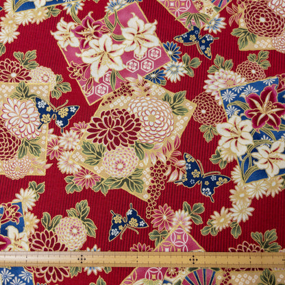 Quilt Gate | Japanese flowers butterfly 和風花球蝴蝶 | cotton printed sheeting 純棉