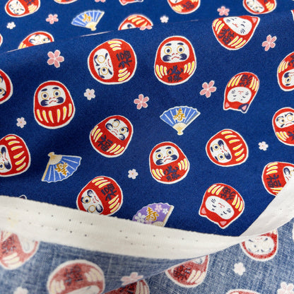 Japan | Japanese daruma cat 燙金和風達摩貓貓 | cotton printed sheeting 純棉
