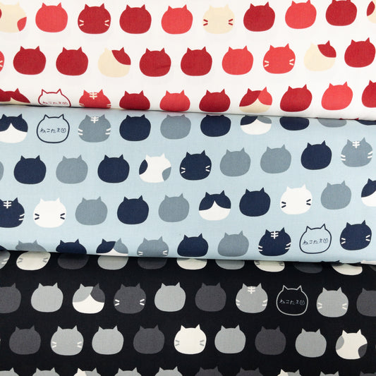 Japan | 「ねこたま」cat heads 彩色大貓頭 | cotton printed oxford 純棉