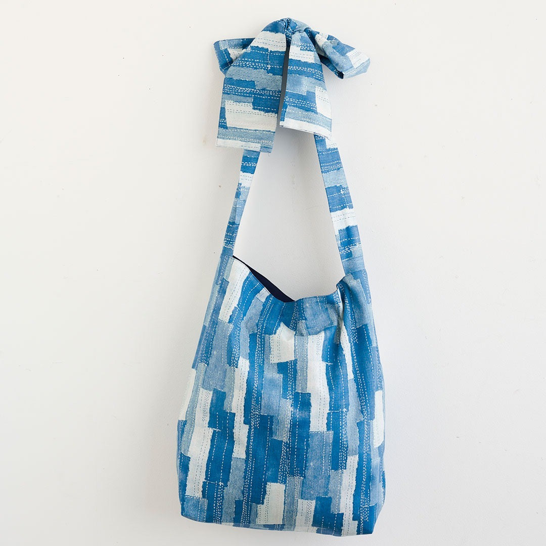 Japan | denim sashiko look 牛仔刺子繡拼布條風格 | cotton printed twill 純棉