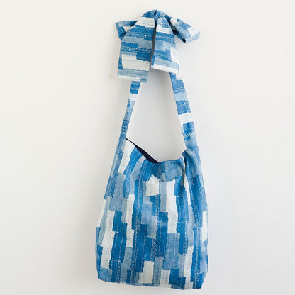 Japan | denim sashiko look 牛仔刺子繡拼布條風格 | cotton printed twill 純棉