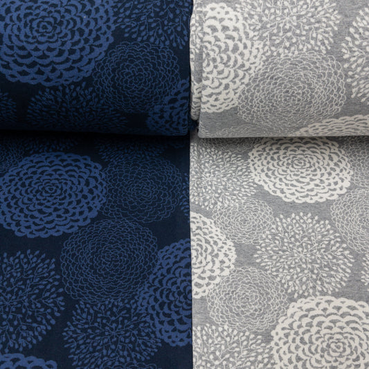 maffon | dahlia navy 大麗花 深藍 | cotton jacquard knit 雙面純棉提花針織 - 160cm