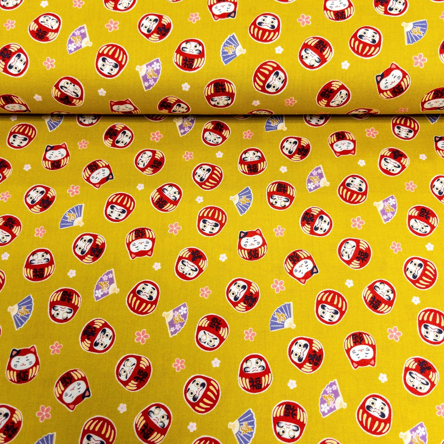 Japan | Japanese daruma cat 燙金和風達摩貓貓 | cotton printed sheeting 純棉