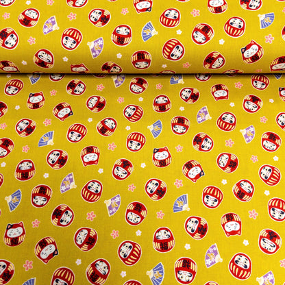 Japan | Japanese daruma cat 燙金和風達摩貓貓 | cotton printed sheeting 純棉