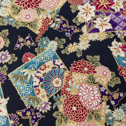 Quilt Gate | Japanese flowers butterfly 和風花球蝴蝶 | cotton printed sheeting 純棉