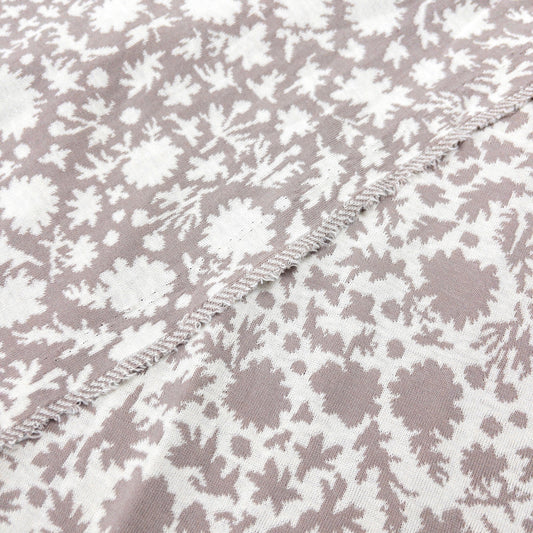 maffon | flowers & leaves cashmere ivory 花葉圖案 啡灰 | cotton jacquard knit 雙面純棉提花針織 - 160cm