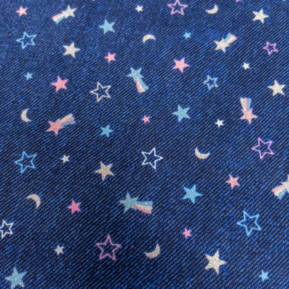 Japan | denim color shining stars 牛仔色閃粉星星 | cotton printed oxford 純棉