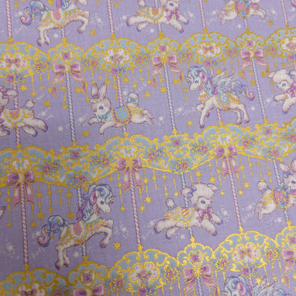 Japan | Foil-stamped merry-go-round 燙金旋轉木馬 | cotton printed sheeting 純棉