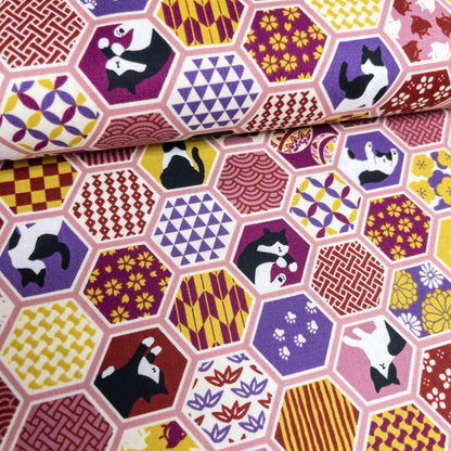 Japan | japanese cats 和風鑽紋貓貓 | cotton printed sheeting 純棉