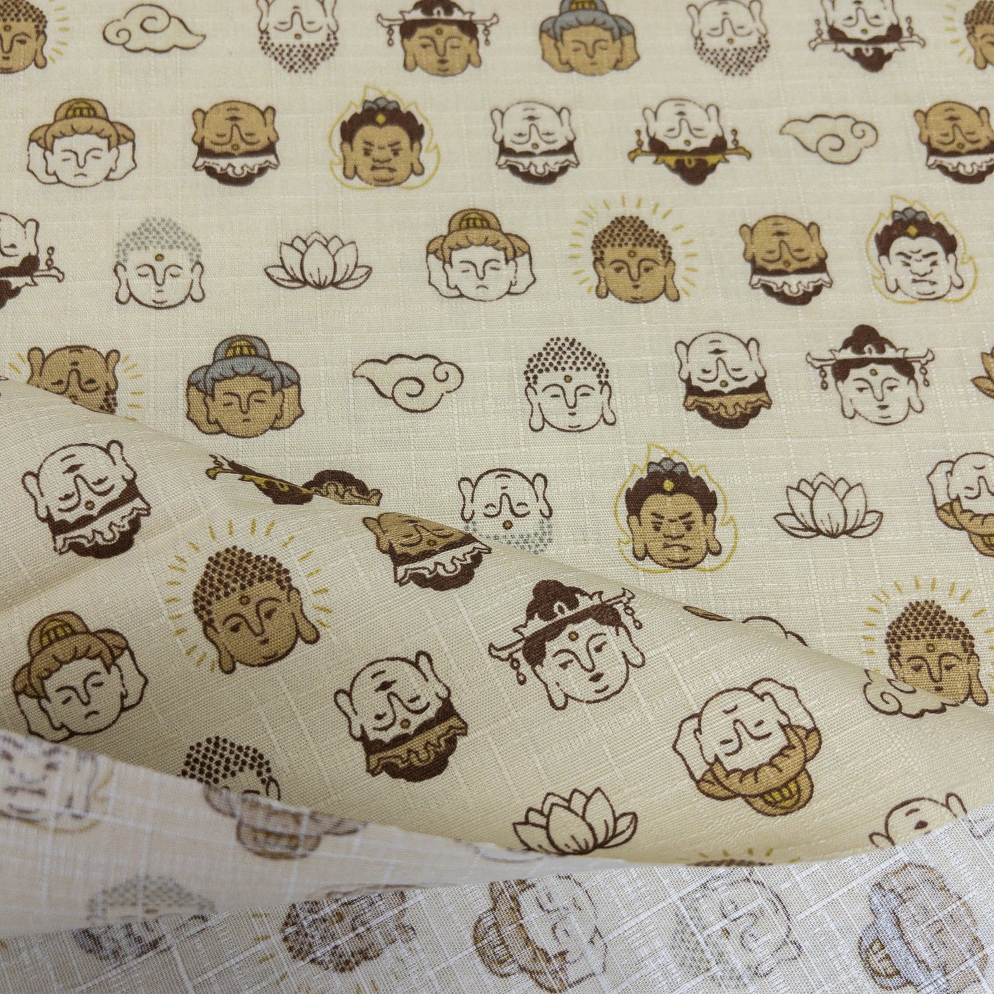 Japan | cute buddha卡通佛相 | cotton printed dobby 竹節棉