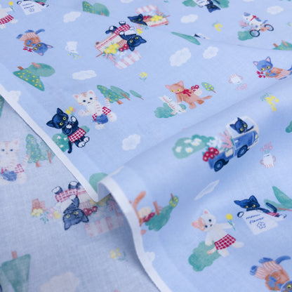 Japan | cat village 貓之小鎮 | cotton printed sheeting 純棉