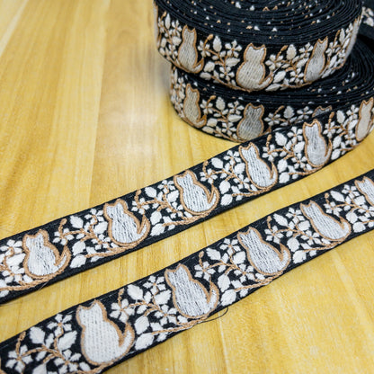 India | cats shadow 4cm 貓貓剪影 | embroidery webbing 刺繡帶