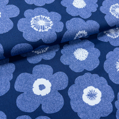 Japan | denim blue flowers 藍色牛仔花朵 | cotton printed oxford 純棉