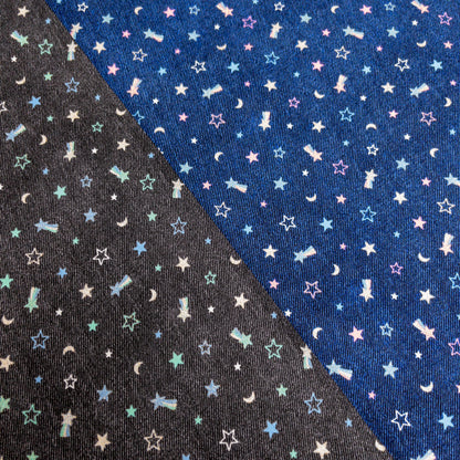 Japan | denim color shining stars 牛仔色閃粉星星 | cotton printed oxford 純棉