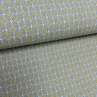 Japan | Bird checkerboard 格紋千鳥 | cotton printed linen canvas 棉麻