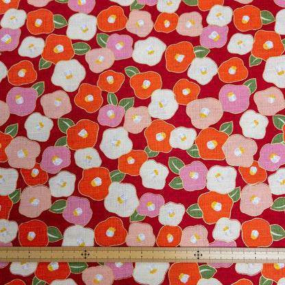 Japan | camellia 山茶花| cotton printed shantung 竹節棉