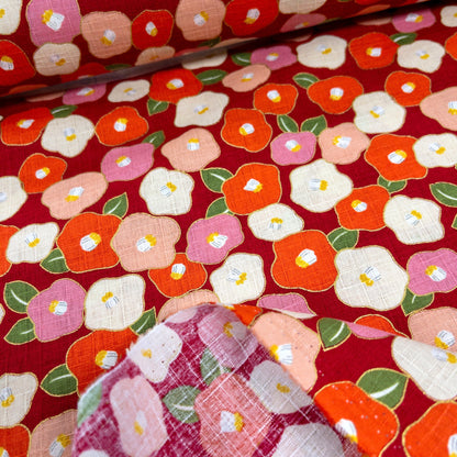 Japan | camellia 山茶花| cotton printed shantung 竹節棉