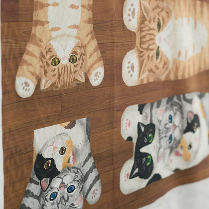 kokka home deco mini - 貓狗躺在地板上 | cotton printed sheeting 純棉