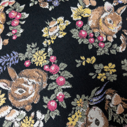 Japan | bunny will flowers 兔子花環 | cotton linen printedcanvas 棉麻