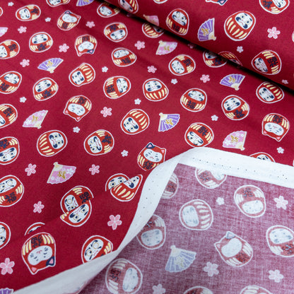 Japan | Japanese daruma cat 燙金和風達摩貓貓 | cotton printed sheeting 純棉