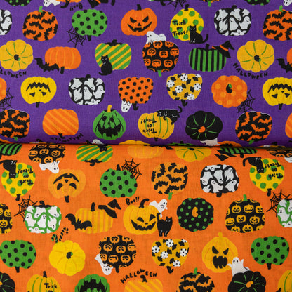 Japan | halloween pattern and cats 萬聖節黑貓大南瓜 | cotton printed shirting 純棉