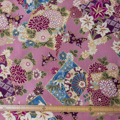 Quilt Gate | Japanese flowers butterfly 和風花球蝴蝶 | cotton printed sheeting 純棉