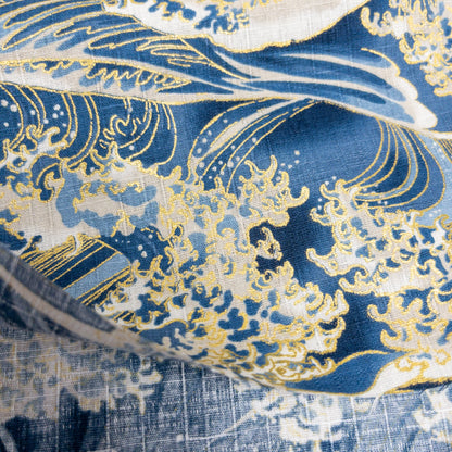 Japan | gilded the great wave off kanagawa 燙金神奈川沖浪裏 | cotton shantung 竹節棉