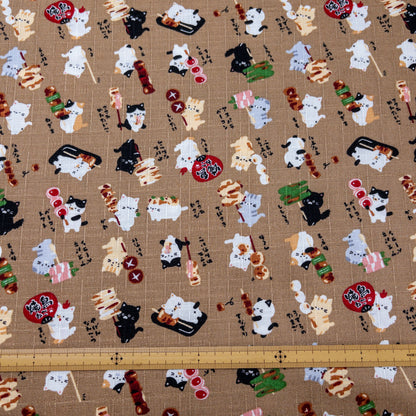 Japan | skewers cat 貓貴族串燒 | cotton printed dobby 竹節棉