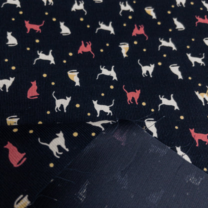 Japan | cat dots 貓貓波點 | cotton printed corduroy 薄燈芯絨