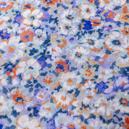 Japan | flowers painting 水彩碎花竹節 | cotton linen dyed dobby 竹節棉麻