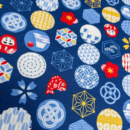 Japan | dots circle japanese pattern 圓形和風圖案 | cotton printed dobby 竹節純棉