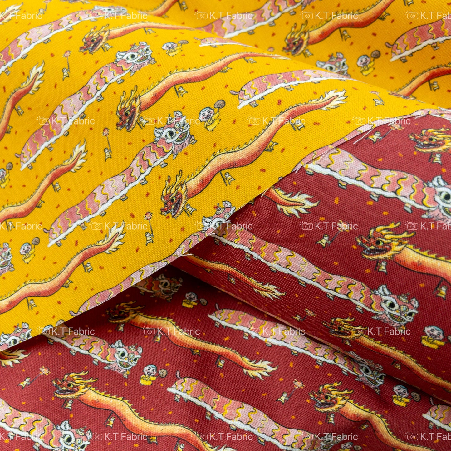 【K‧T FABRIC】舞龍舞獅 dragon and lion dance | cotton printed oxford 純棉