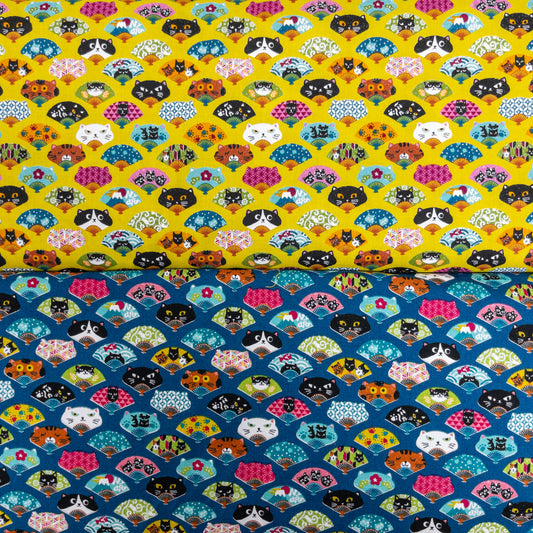 Japan | cat fan 貓の扇 | cotton printed sheeting