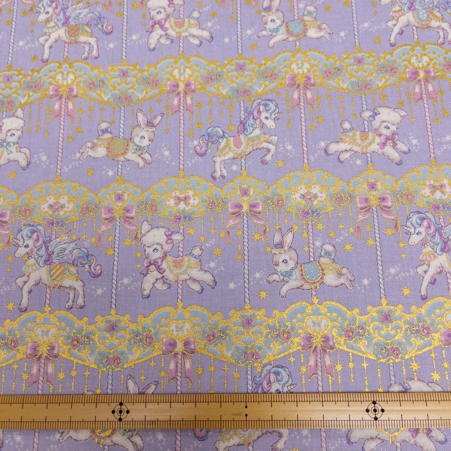 Japan | Foil-stamped merry-go-round 燙金旋轉木馬 | cotton printed sheeting 純棉