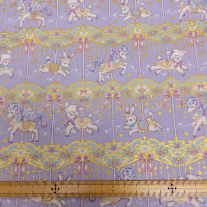Japan | Foil-stamped merry-go-round 燙金旋轉木馬 | cotton printed sheeting 純棉