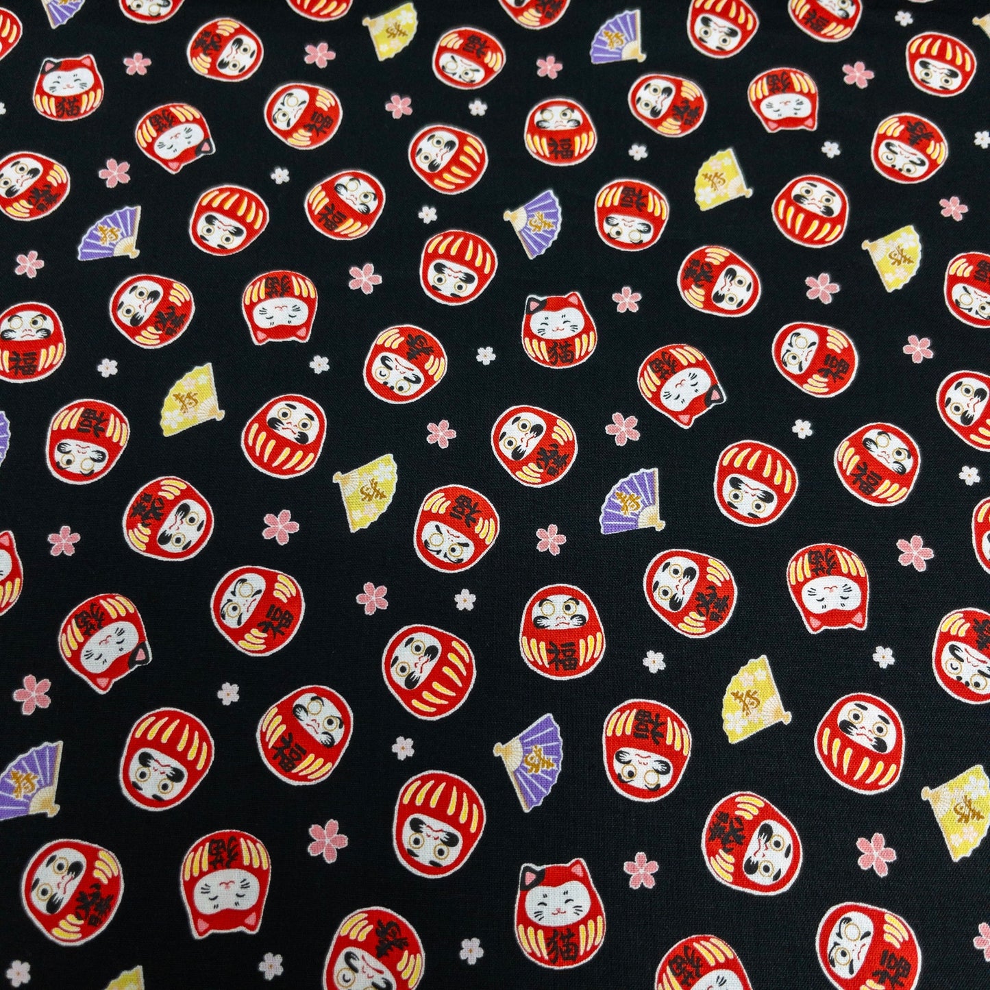 Japan | Japanese daruma cat 燙金和風達摩貓貓 | cotton printed sheeting 純棉