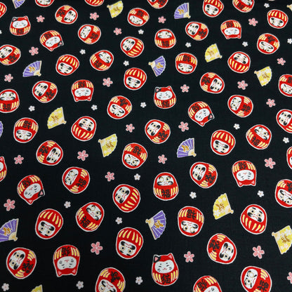 Japan | Japanese daruma cat 燙金和風達摩貓貓 | cotton printed sheeting 純棉