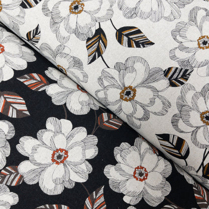 Japan | flowers 鋼筆線條大花 | cotton linen 棉麻